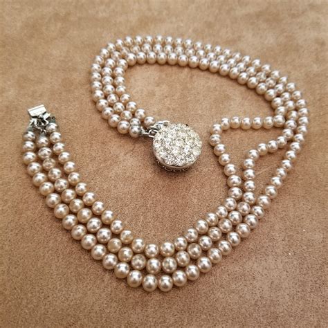 Vintage Sarah Coventry 3 Strand Pearl Necklace Etsy