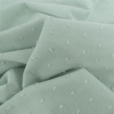 Tissu Voile De Coton Plumetis Vert De Gris Oeko Tex Mercerine