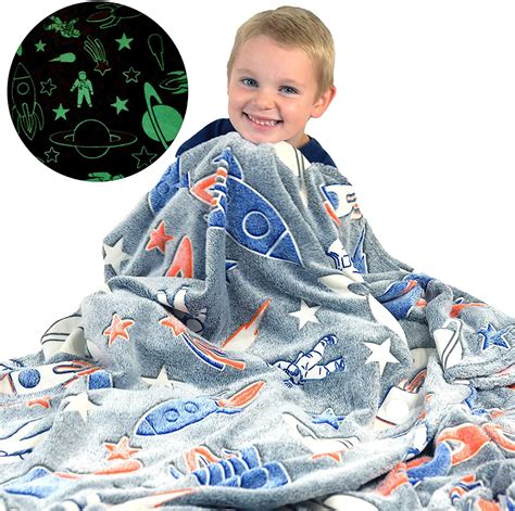 Glow in the Dark throw blanket | Rocket blanket, Blanket gift, Glow in ...