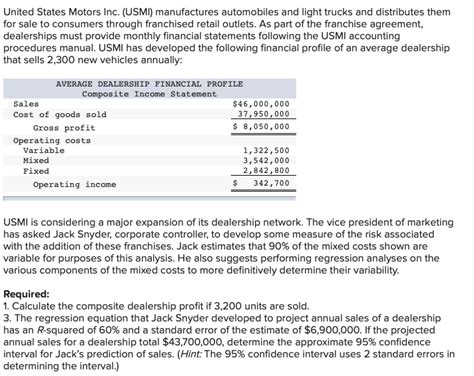 Solved United States Motors Inc Usmi Manufactures Chegg