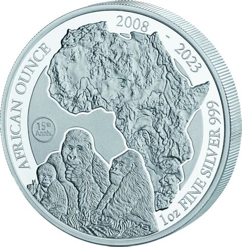 Francs African Ounce Th Anniversary Jahre Berggorilla Ruanda