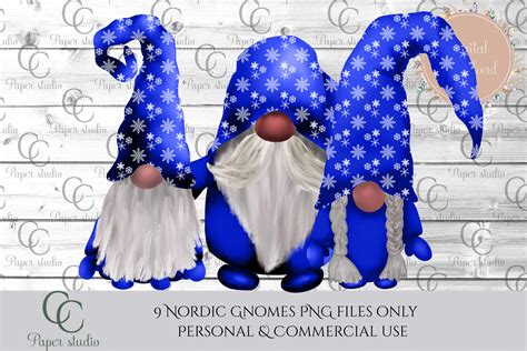 Tomte Gnomes Christmas Snowflakes Blue By Cc Paper Studio Thehungryjpeg