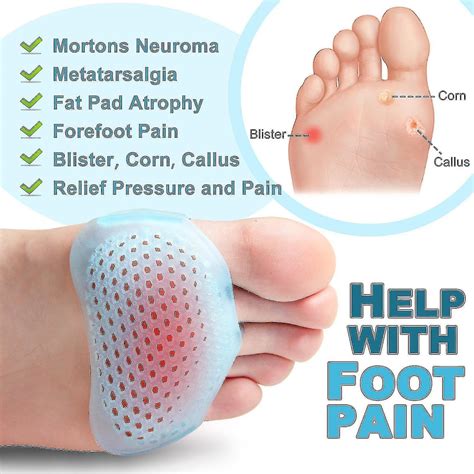 Women"s Metatarsal Pads, 4 Piece Ball Foot Pads For Metatarsal Neuroma