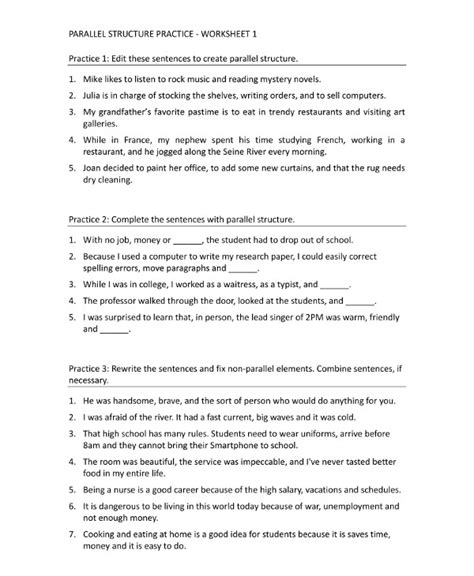 Parallel Structure Exercise