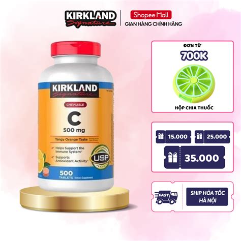 Bổ sung vitamin C Kirkland Signature Vitamin C 500mg 500 viên giúp sáng