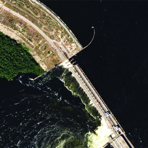 Satellite Image Of The Damaged Spillway Of The Kakhovka Dam Before Its