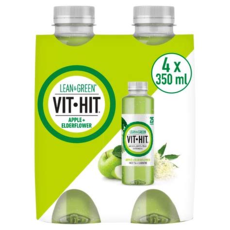 Vit Hit Lean Green Apple Elderflower Maté Tea L Carnitine 4 x 350ml