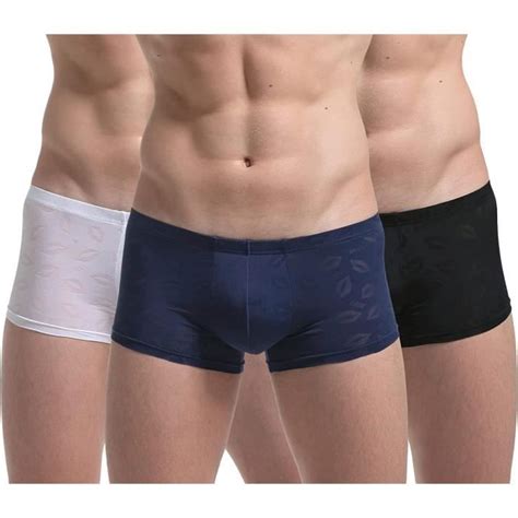 Boxer Homme Respirant Cale On Soie Glac E Sexy Sous V Tement Maille