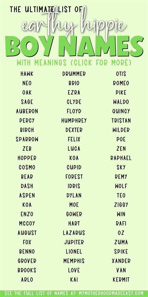 The Ultimate List Of Earthy Hippie Boy Names In Green And White With An