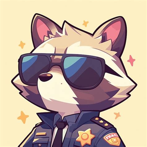 Um Raccoon Astuto Estilo De Desenho Animado Da Pol Cia De Tr Nsito