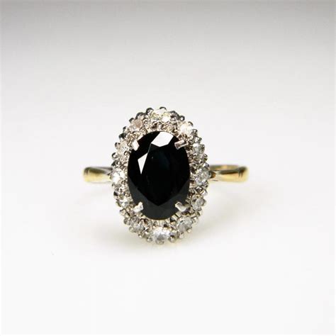 Edwardian Sapphire and Diamond Oval Engagement Ring | DB Gems