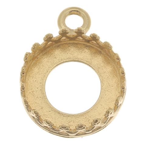 Serti Pendentif Rond D Cor Couronne Pour Cabochon Mm Plaqu Or