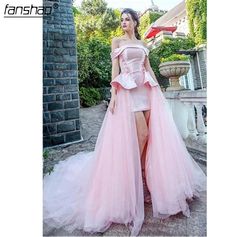 Elegant Pink Mermaid Evening Dresses Off Shoulder Side Split Party