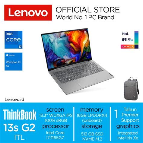 Jual Lenovo Thinkbook 13s G2 Itl 44id I7 1165g7 Win10 Pro 16gb 512gb