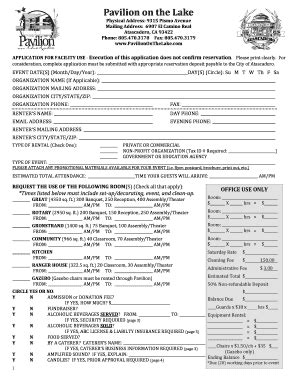 Fillable Online Atascadero Pavilion Application July City Of