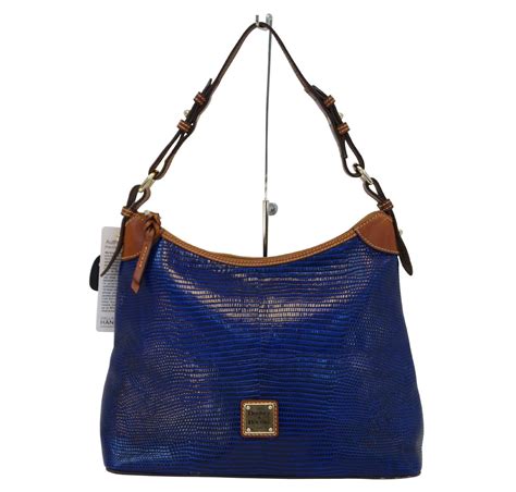 Authentic Dooney And Bourke Leather Blue Shoulder Hobo Bag Tt1417