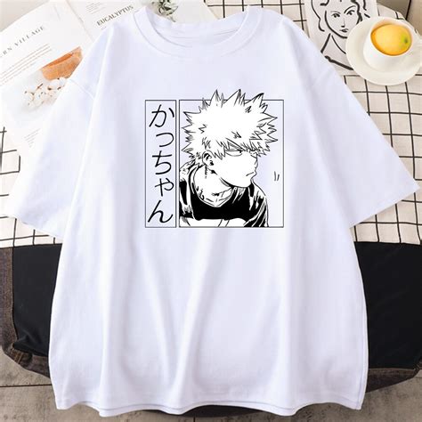 My Hero Academia Katsuki Bakugo Print Oversized T Shirts Man Summer