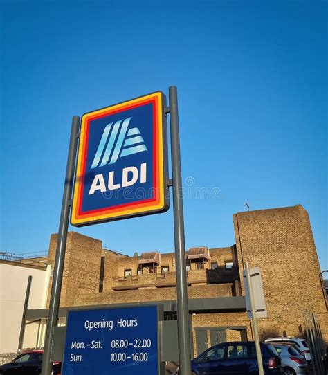 Aldi Grocery Store Sign In London Uk Editorial Photography Image Of Supermarket Groceries