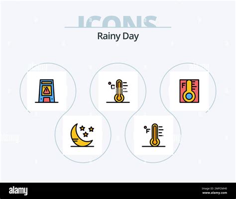 Rainy Line Filled Icon Pack Icon Design Cloud Thunder Moon Rainy