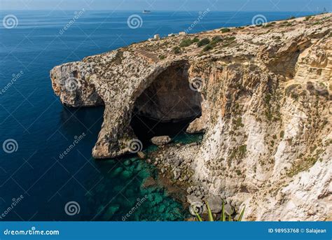 Blue grotto cave in Malta stock photo. Image of boat - 98953768