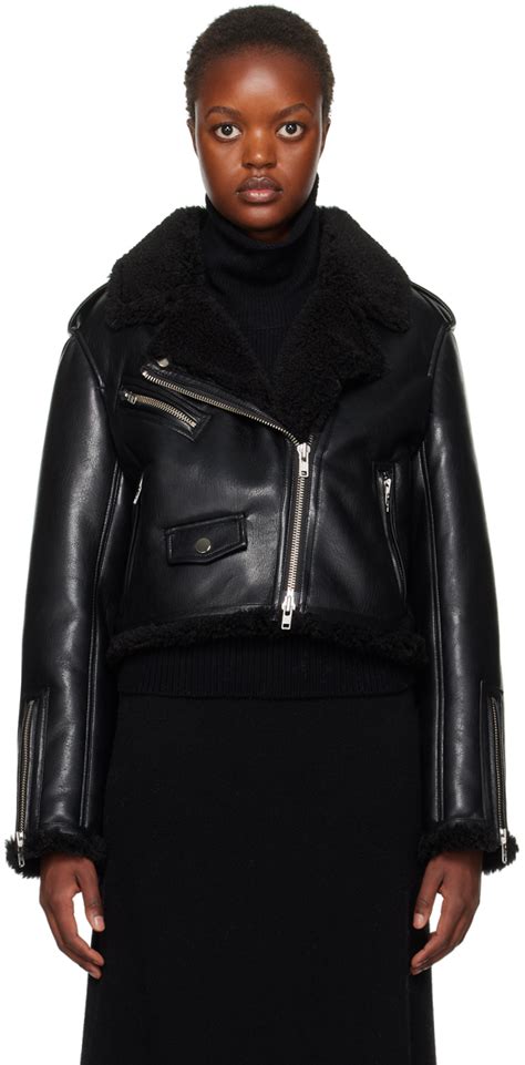 Blouson Lillia Noir En Cuir Synth Tique Stand Studio En Solde