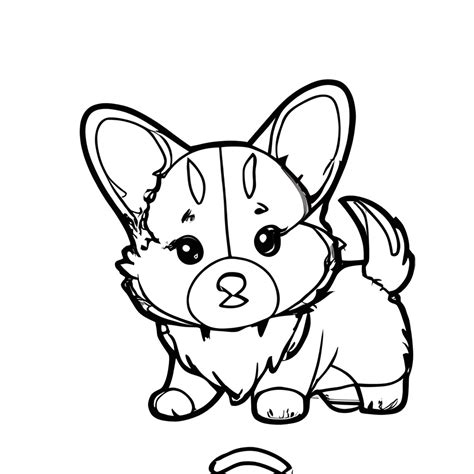 Ausmalbild Corgi Kawaii Chibi Creative Fabrica