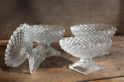 Vintage Salt Dips Individual Salt Cellars Westmoreland English Hobnail Pattern Glass Salts