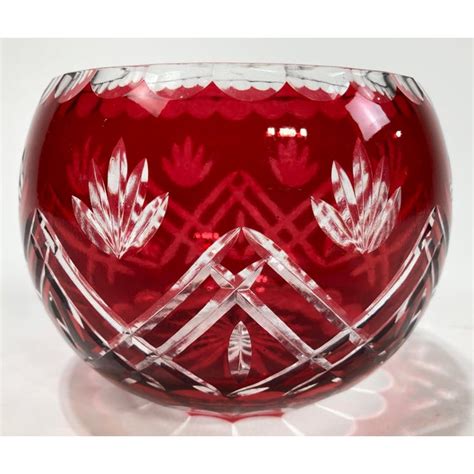 Vintage Bohemian Cranberry Cut Crystal Vase Chairish