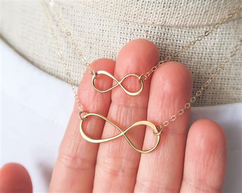 Gold Infinity Necklace Small Or Large T For Her Dainty Etsy