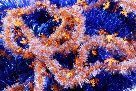 The Background Of Christmas Tinsel Blue And Orange Stock Image Image