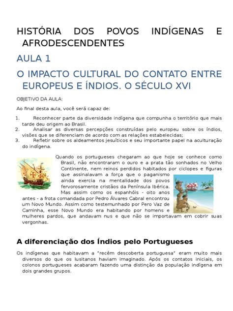 História Dos Povos Indígenas E Afrodescendentes Pdf Povos Indígenas Das Américas Brasil