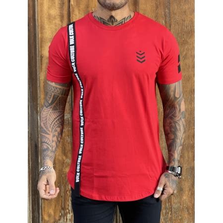 Camiseta Vermelha Militar Long Line Premium Volk Culture Volk Culture