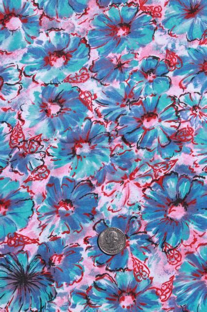 50s 60s vintage cotton fabric, retro floral print skirt or dress material