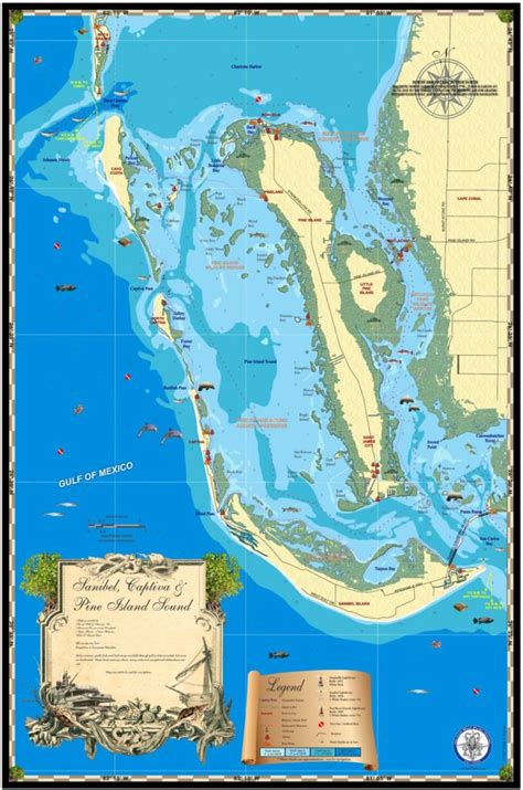 Sanibel Captiva Pine Island Sound Map Island Map Store