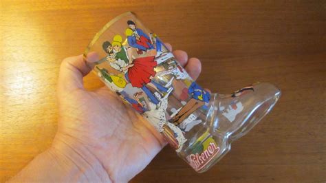 Vintage kÖnig Pilsener Advertising Boot Shaped Beer Glass Decorated