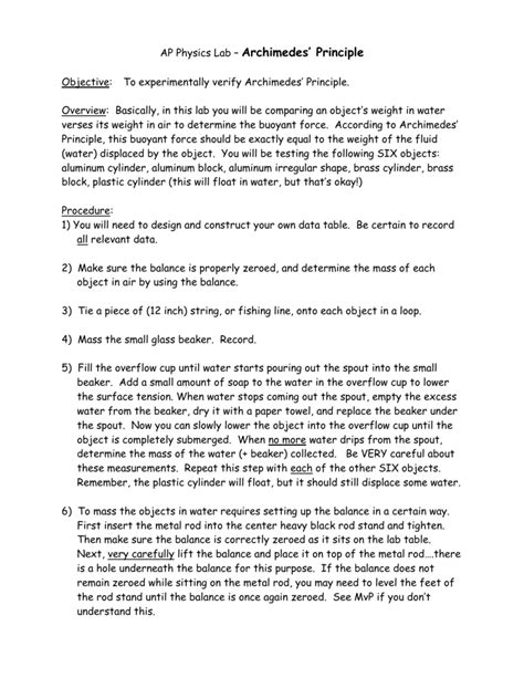 ️ Archimedes principle lab experiment. The Archimedes' Principle: Try This Experiment At Home ...