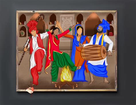 Punjabi Bhangra Gidda Dancer Art Illustration I Balle Balle I Sikh