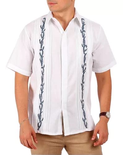 Guayabera Bordada En Punto De Cruz Mod Chicxulub En Lino Env O Gratis