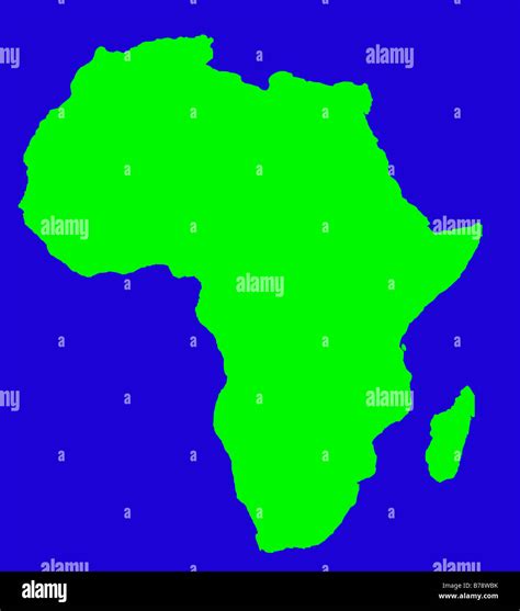 Outline map of Africa continent in green isolated on blue background Stock Photo - Alamy