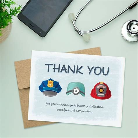 Thank You First Responders Greeting Card For Emergency Workers Gratitude Card For Medical