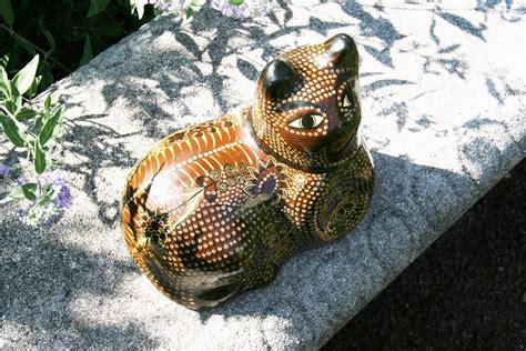 Japanese Hand Painted Ceramic Cat Sculpture For Sale At Stdibs