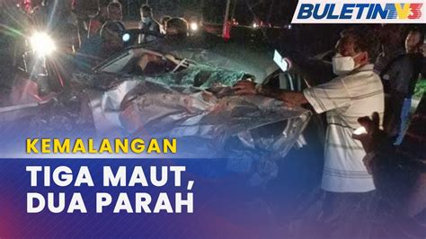 Kemalangan Tiga Sahabat Maut Kereta Bertembung Lori Tangki Minyak