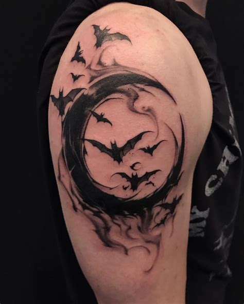 High Voltage Tattoo On Instagram Gothd Out Crescent Moon And Bats By