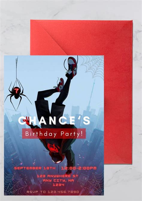 Spiderman Birthday Invitation Miles Morales Birthday Invite Digital