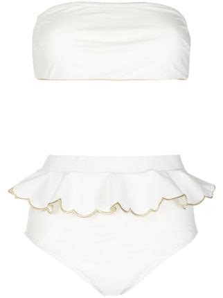 ZIMMERMANN Ruffle Detailed Bandeau Bikini Farfetch