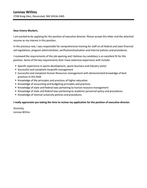 Cover Letter For Executive Director