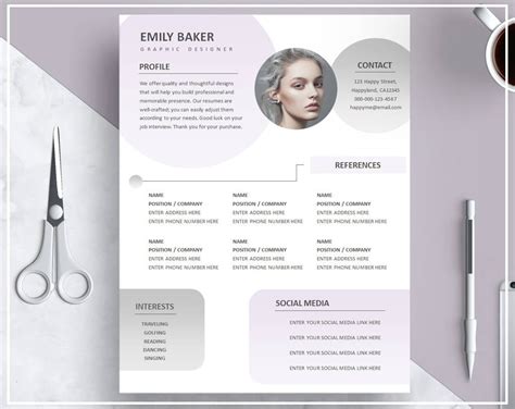 Purple Resume Template Purple Cv Template Gradient Resume Etsy