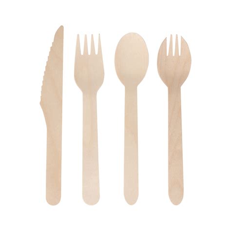 Disposable Birch Wood Knife Fork Spoon Kit Biodegradable Wooden Cutlery