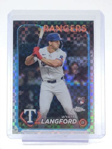 Wyatt Langford Topps Chrome Baseball Rookie X Fractor Rangers Rc