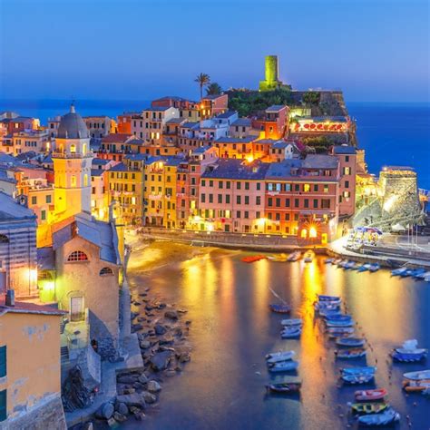 Premium Photo Aerial Night View Of Vernazza Fishing Village Seascape